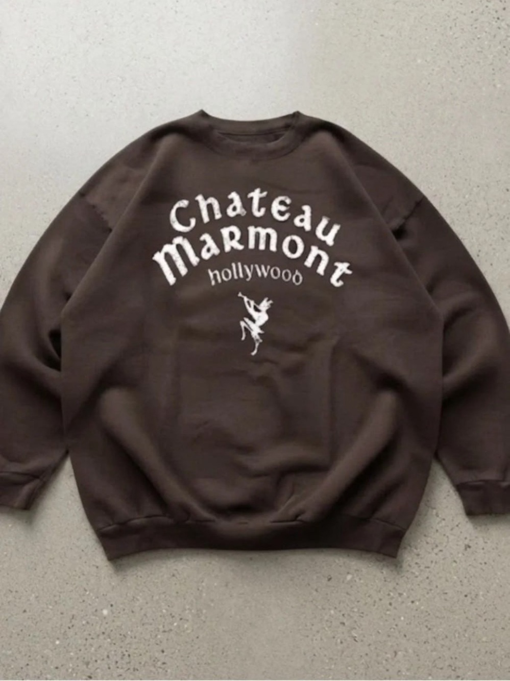 Brown Chateau Marmont Hollywood Graphic Crewneck Sweatshirt